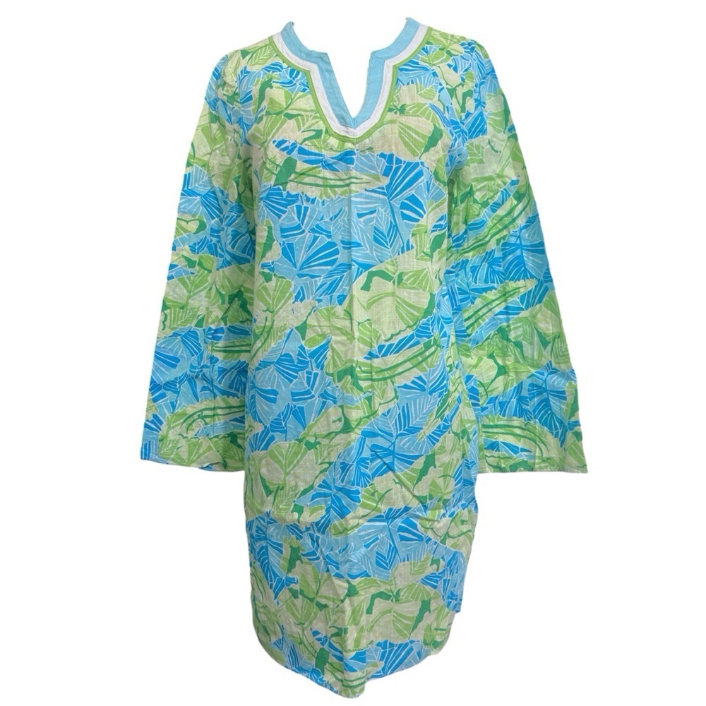 LILLY PULITZER Alligator Print Tropical Caftan Tunic Dress Coverup Size Small